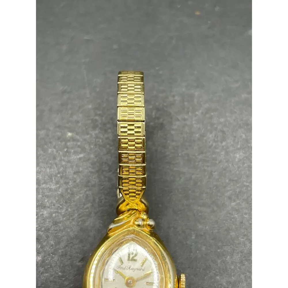 Vintage Paul Raynard 17J Womens Cocktail Watch Gold Tone Expansion Band 17mm